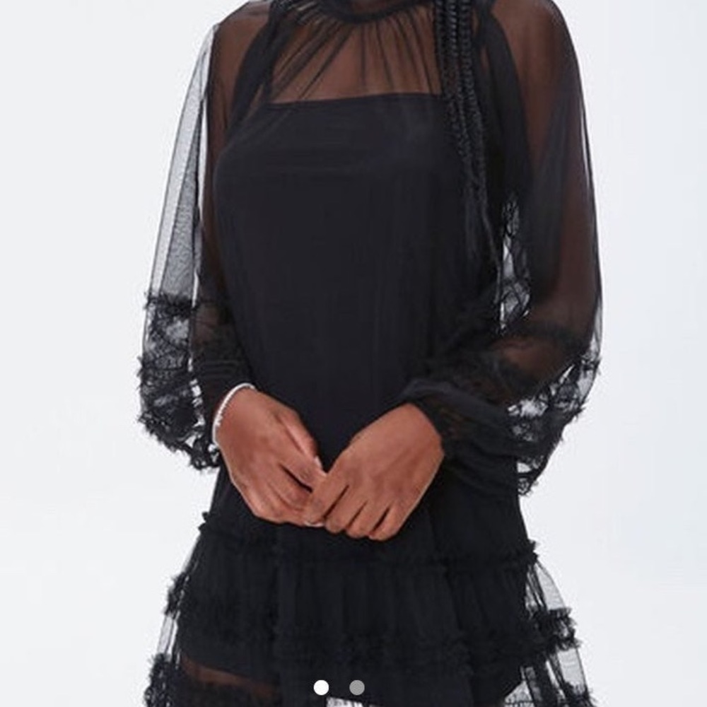 Black tulle slip dress